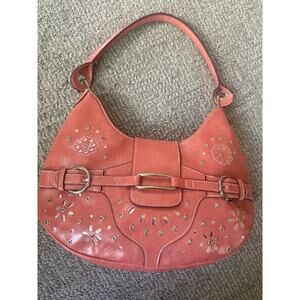 Y2K coral peach hand bag vintage bling details